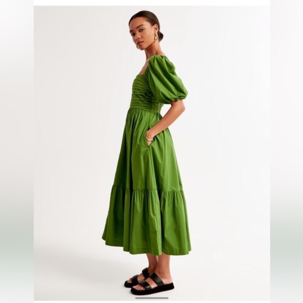 Emerson Poplin Puff Sleeve Midi Dress - Picture 4 of 7